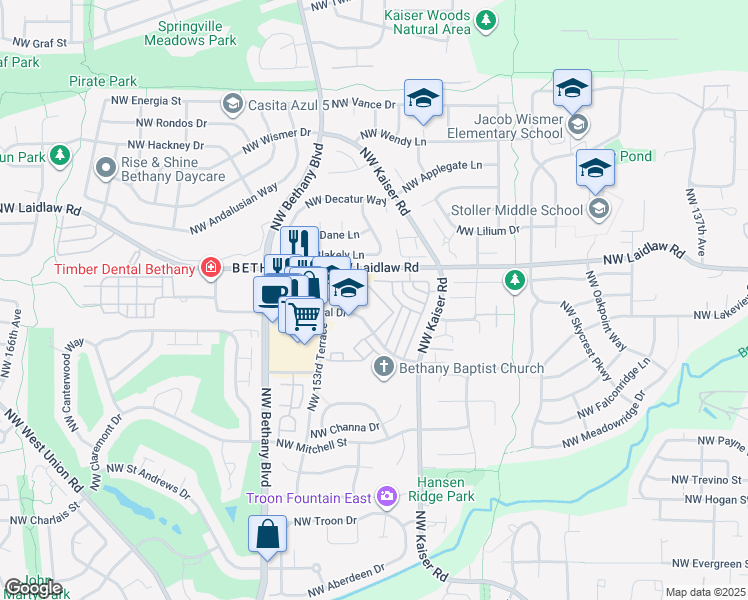 map of restaurants, bars, coffee shops, grocery stores, and more near 4884 Northwest Promenade Terrace in Portland