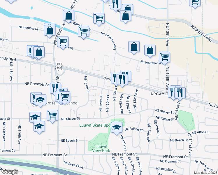 map of restaurants, bars, coffee shops, grocery stores, and more near in Portland