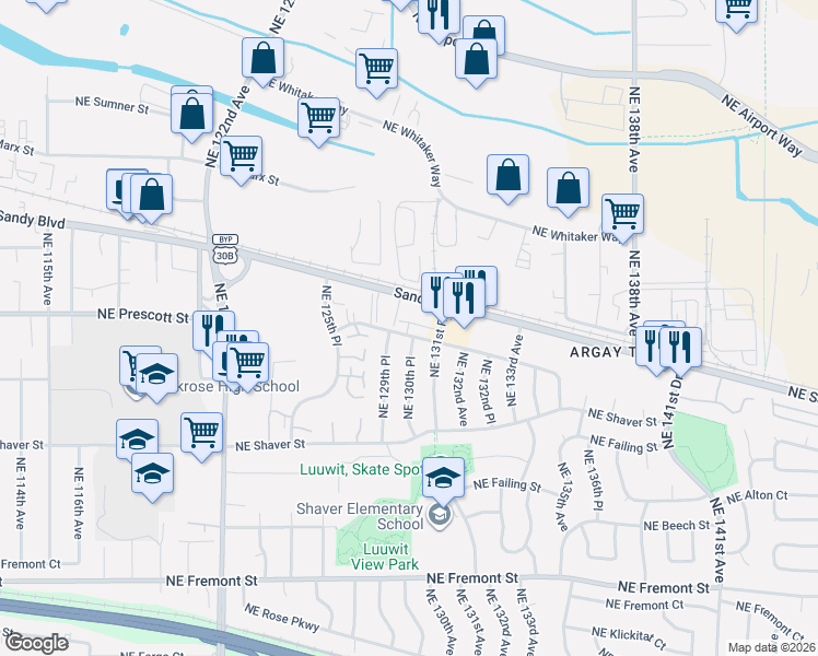 map of restaurants, bars, coffee shops, grocery stores, and more near in Portland