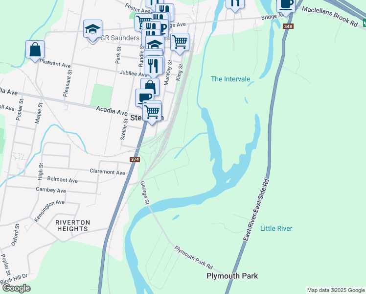 map of restaurants, bars, coffee shops, grocery stores, and more near in Stellarton