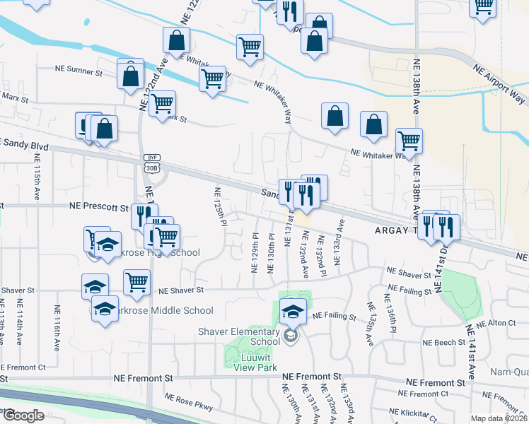 map of restaurants, bars, coffee shops, grocery stores, and more near in Portland