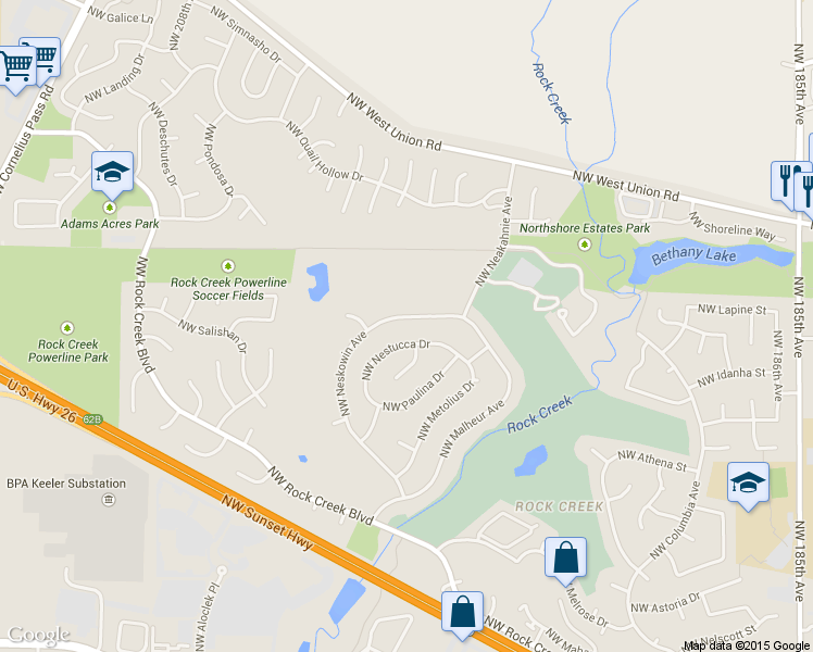 map of restaurants, bars, coffee shops, grocery stores, and more near 4830 NW Neskowin Ave in Portland