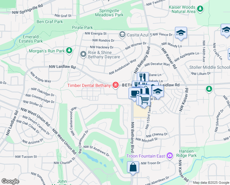 map of restaurants, bars, coffee shops, grocery stores, and more near 15767 Northwest Central Drive in Portland