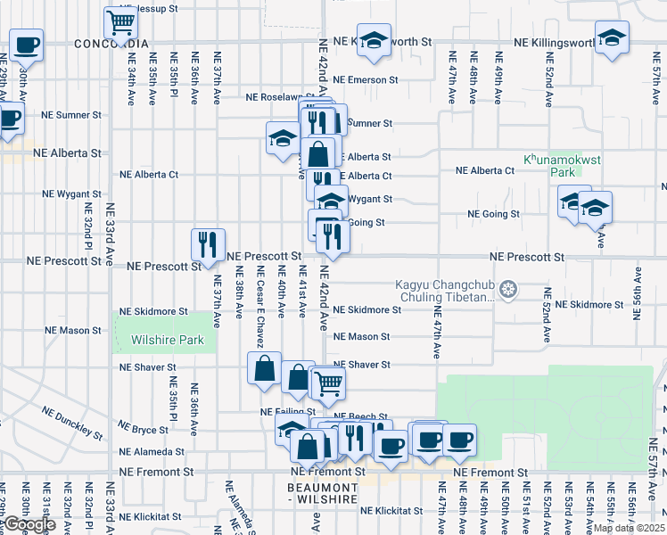 map of restaurants, bars, coffee shops, grocery stores, and more near in Portland
