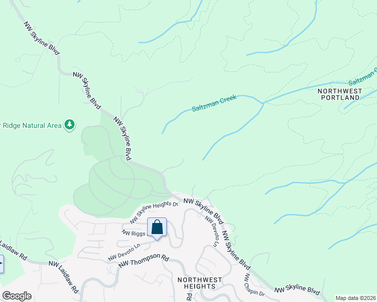 map of restaurants, bars, coffee shops, grocery stores, and more near 9440 Northwest Lightning Ridge Drive in Portland