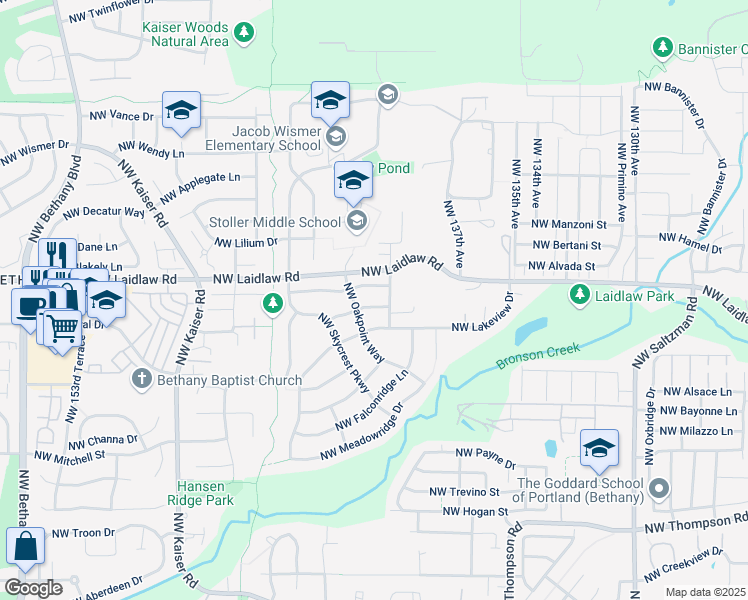 map of restaurants, bars, coffee shops, grocery stores, and more near 14024 Northwest Harbor Lane in Portland