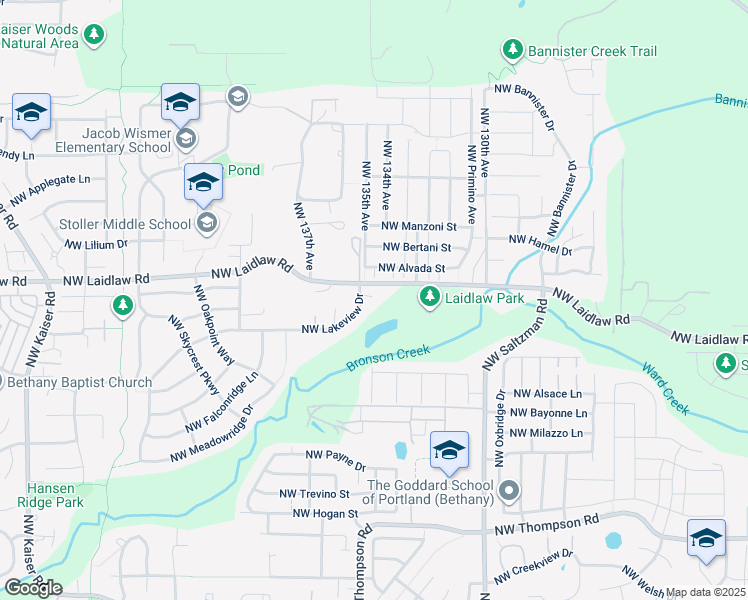 map of restaurants, bars, coffee shops, grocery stores, and more near 13520 Northwest Lakeview Drive in Portland