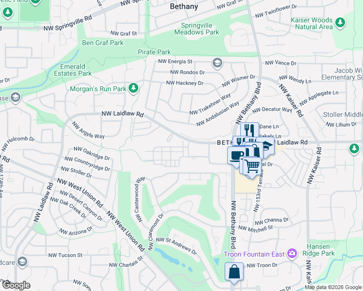 map of restaurants, bars, coffee shops, grocery stores, and more near 15900 Northwest Central Drive in Portland