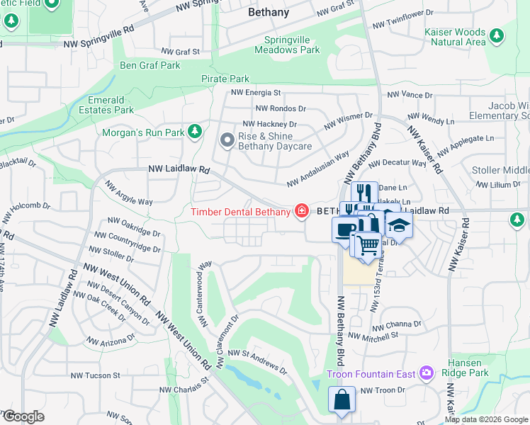 map of restaurants, bars, coffee shops, grocery stores, and more near 15971 Northwest Hildago Lane in Portland