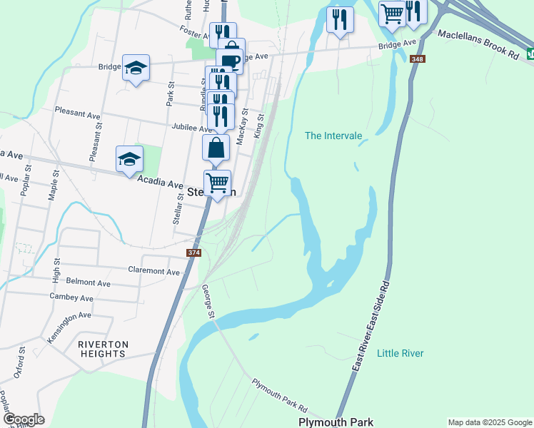 map of restaurants, bars, coffee shops, grocery stores, and more near in Stellarton