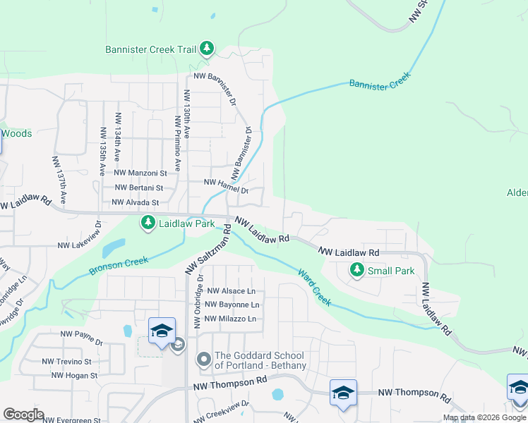 map of restaurants, bars, coffee shops, grocery stores, and more near 12645 Northwest Naomi Lane in Portland