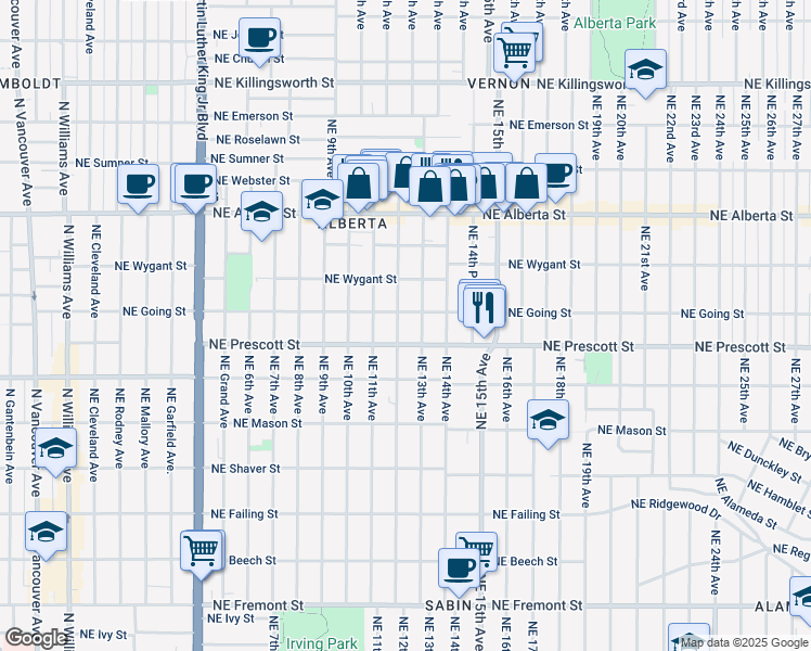 map of restaurants, bars, coffee shops, grocery stores, and more near in Portland