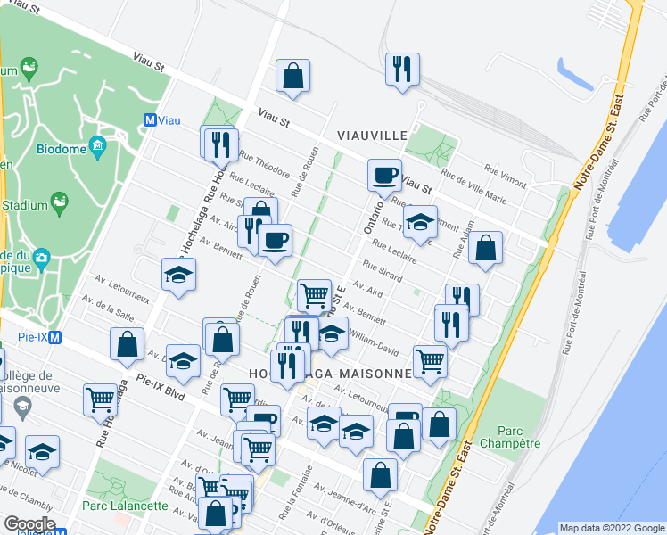 map of restaurants, bars, coffee shops, grocery stores, and more near 2015 Avenue Aird in Montrã©Al
