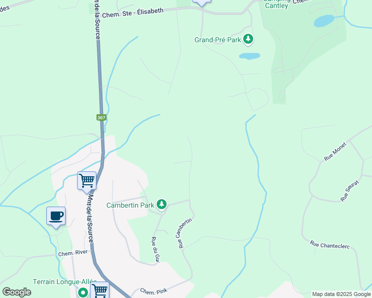 map of restaurants, bars, coffee shops, grocery stores, and more near 76 Rue Cambertin in Cantley
