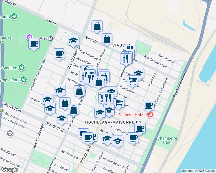 map of restaurants, bars, coffee shops, grocery stores, and more near 2037 Avenue Aird in Montrã©Al