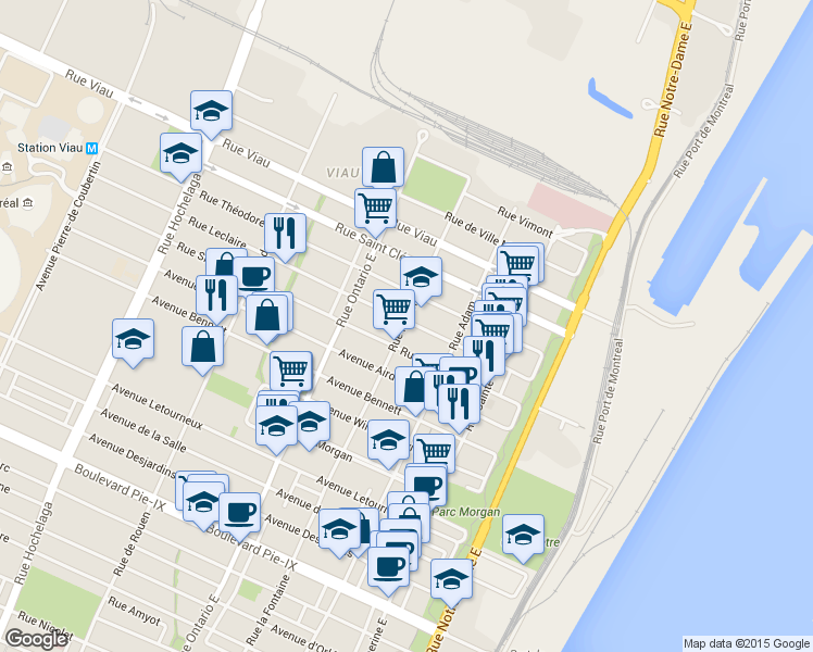 map of restaurants, bars, coffee shops, grocery stores, and more near 4756 Rue la Fontaine in Montréal