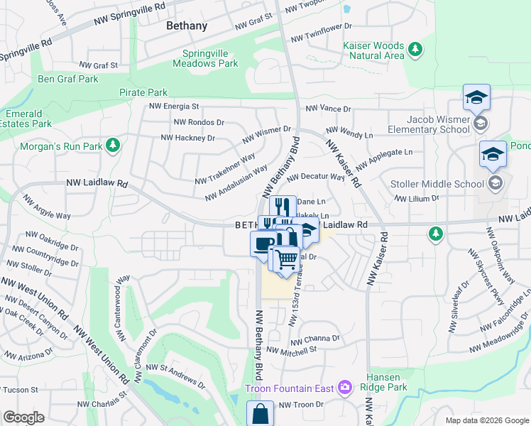 map of restaurants, bars, coffee shops, grocery stores, and more near in West Union