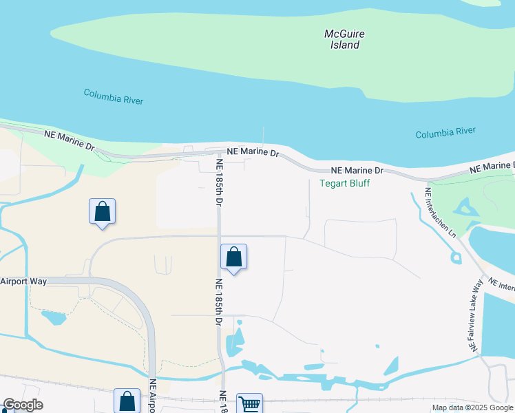 map of restaurants, bars, coffee shops, grocery stores, and more near 18555 Northeast Riverside Parkway in Portland
