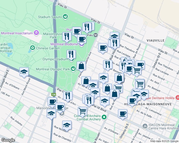 map of restaurants, bars, coffee shops, grocery stores, and more near 2548 Avenue Bennett in Montrã©Al