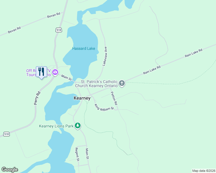 map of restaurants, bars, coffee shops, grocery stores, and more near 66 Rain Lake Road in Kearney