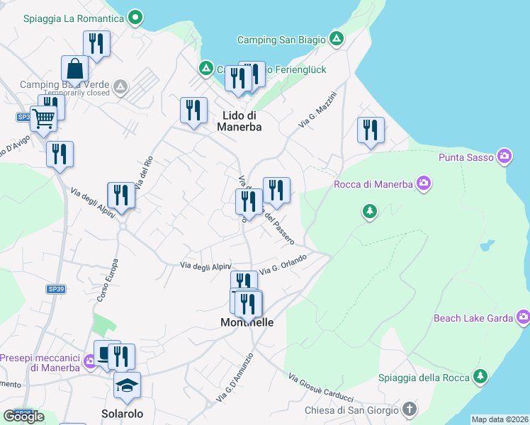 map of restaurants, bars, coffee shops, grocery stores, and more near 22 Via del Passero in Solarolo