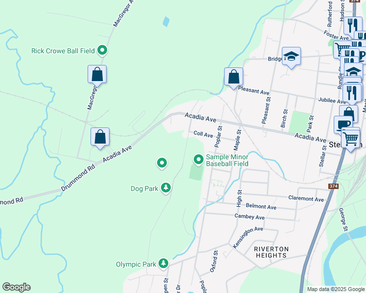 map of restaurants, bars, coffee shops, grocery stores, and more near 112 Old Foxbrook Road in Stellarton
