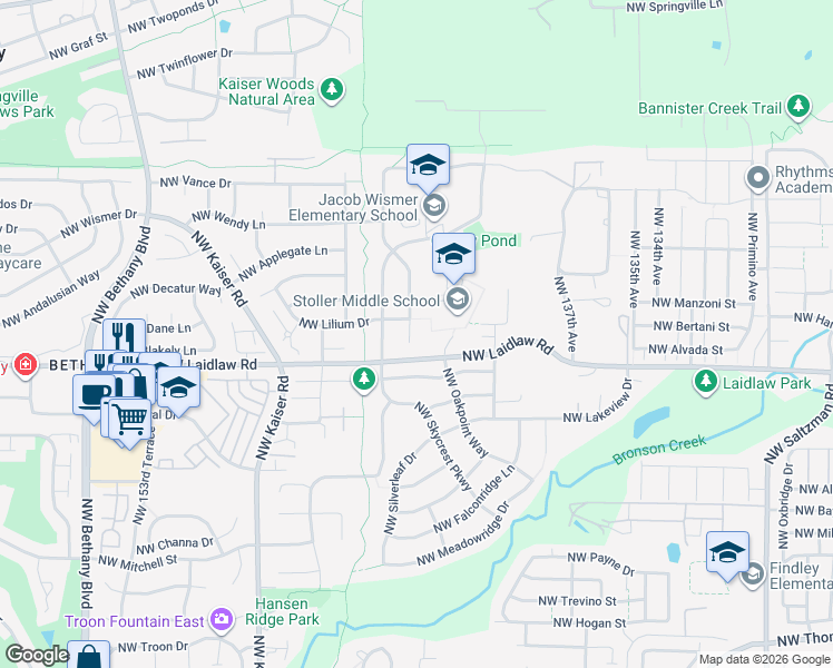 map of restaurants, bars, coffee shops, grocery stores, and more near 5107 Northwest Crady Lane in Portland