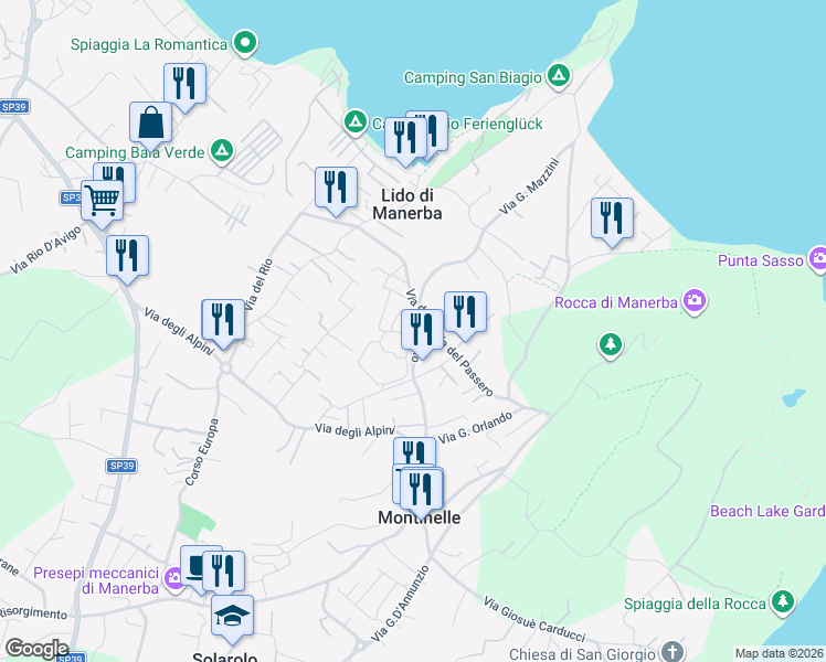 map of restaurants, bars, coffee shops, grocery stores, and more near 22 Via del Passero in Solarolo