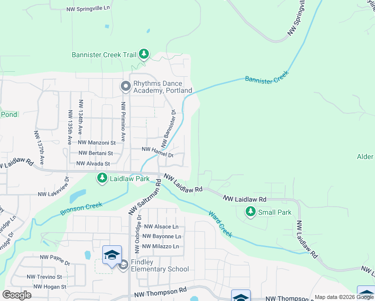 map of restaurants, bars, coffee shops, grocery stores, and more near 5220 Northwest 126th Terrace in Portland