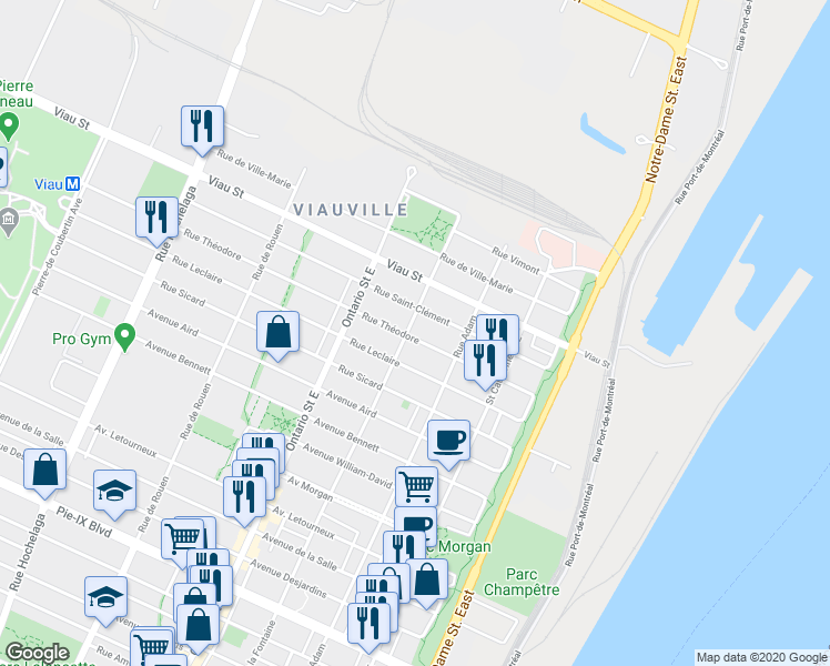 map of restaurants, bars, coffee shops, grocery stores, and more near 4828 Rue la Fontaine in Montréal