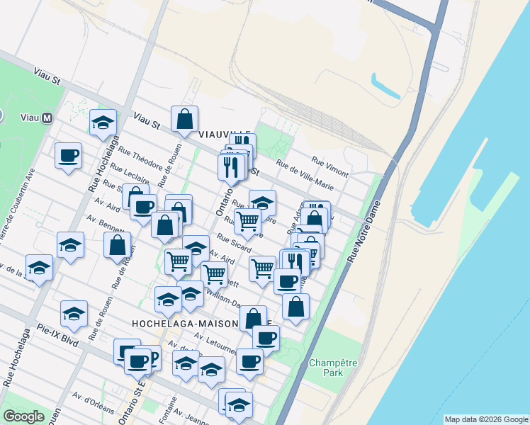 map of restaurants, bars, coffee shops, grocery stores, and more near 4826 Rue la Fontaine in Montréal