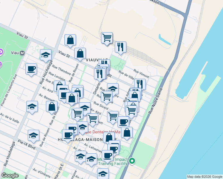 map of restaurants, bars, coffee shops, grocery stores, and more near 4843 Rue la Fontaine in Montréal