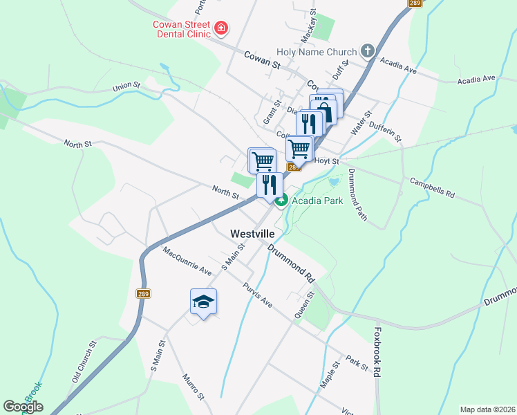 map of restaurants, bars, coffee shops, grocery stores, and more near 1951 Church Street in Westville