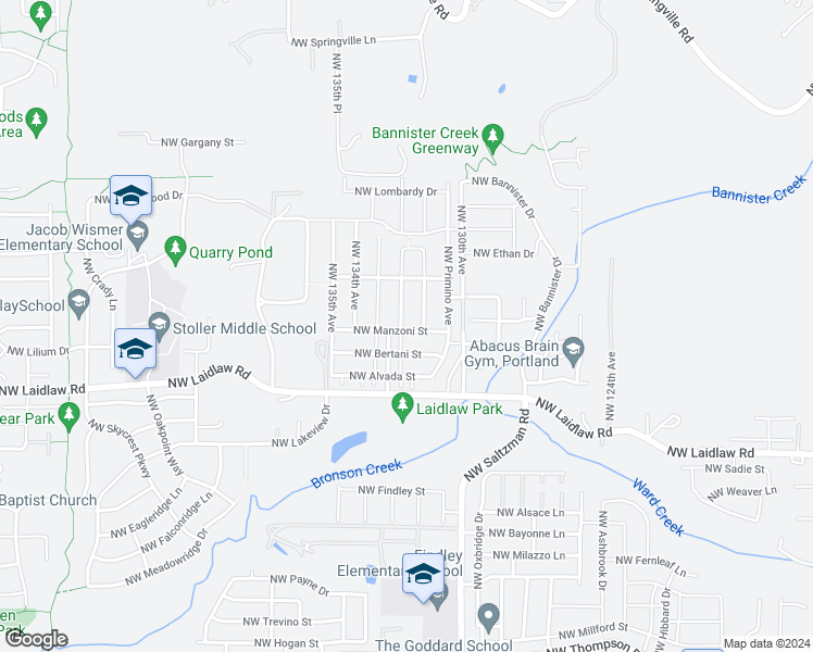 map of restaurants, bars, coffee shops, grocery stores, and more near 5308 Northwest 132nd Avenue in Portland