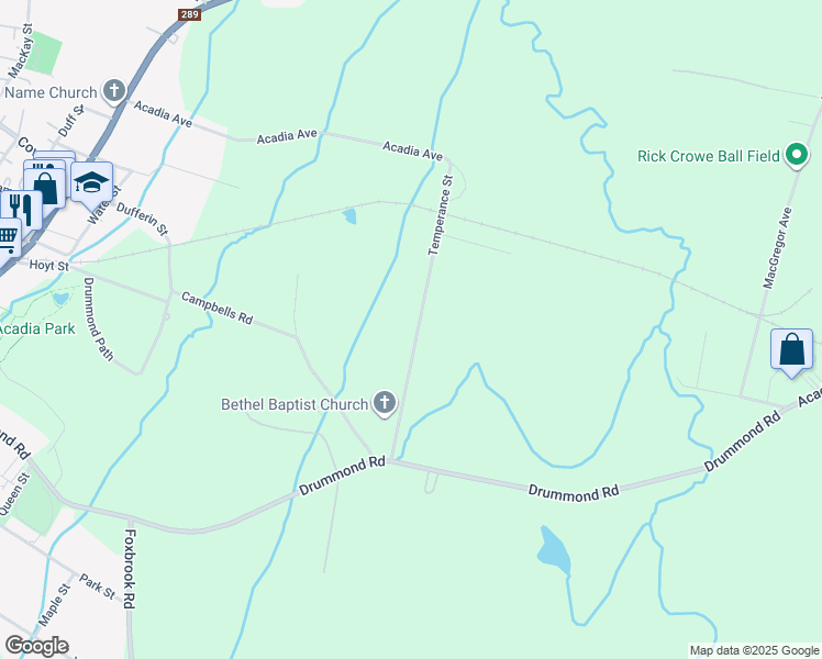 map of restaurants, bars, coffee shops, grocery stores, and more near 1866 Temperance Street in Westville