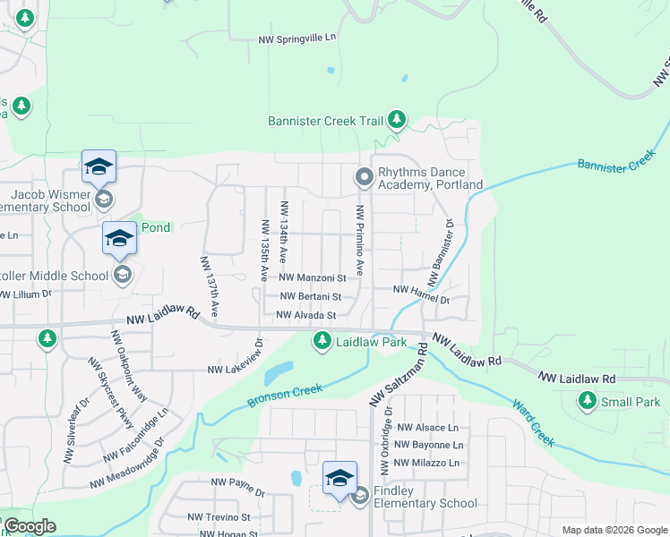 map of restaurants, bars, coffee shops, grocery stores, and more near 5347 Northwest 131st Avenue in Portland