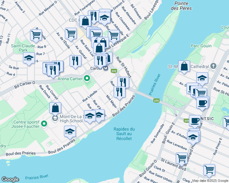 map of restaurants, bars, coffee shops, grocery stores, and more near 10 Rue de Dinan in Laval