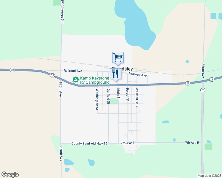 map of restaurants, bars, coffee shops, grocery stores, and more near 114 Garfield Street in Beardsley