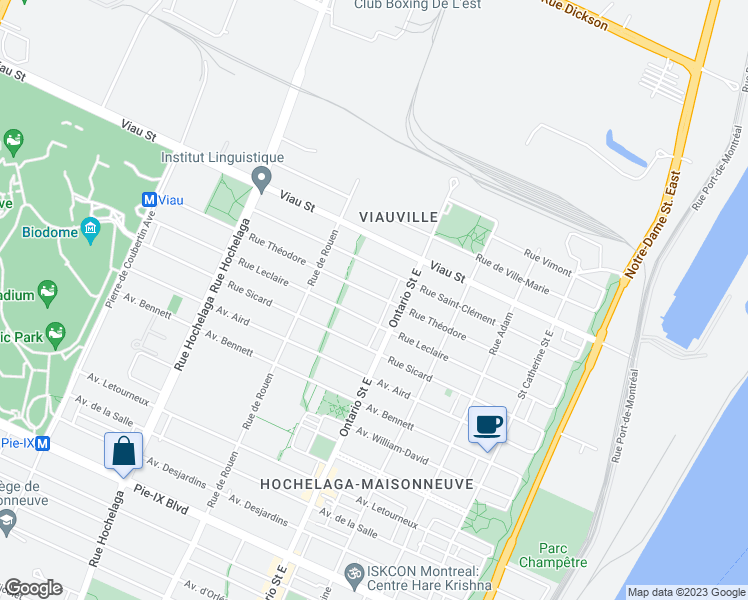 map of restaurants, bars, coffee shops, grocery stores, and more near 2062 Rue Théodore in Montreal