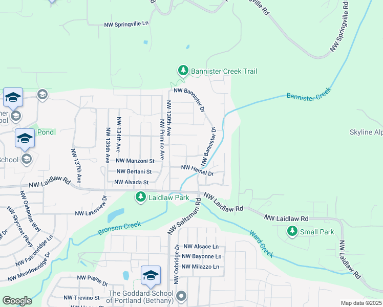 map of restaurants, bars, coffee shops, grocery stores, and more near 12787 Northwest Kyla Lane in Portland