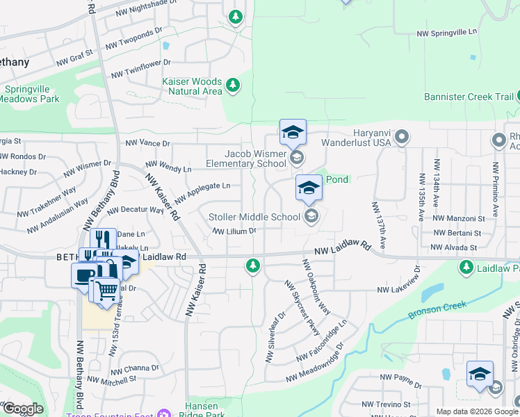 map of restaurants, bars, coffee shops, grocery stores, and more near 5311 Northwest Skycrest Parkway in Portland