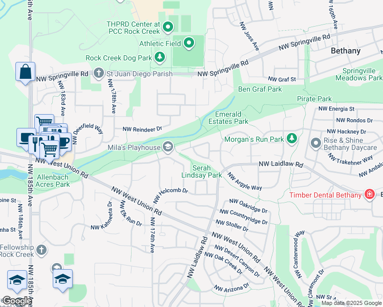 map of restaurants, bars, coffee shops, grocery stores, and more near 17109 Northwest Blacktail Drive in Portland