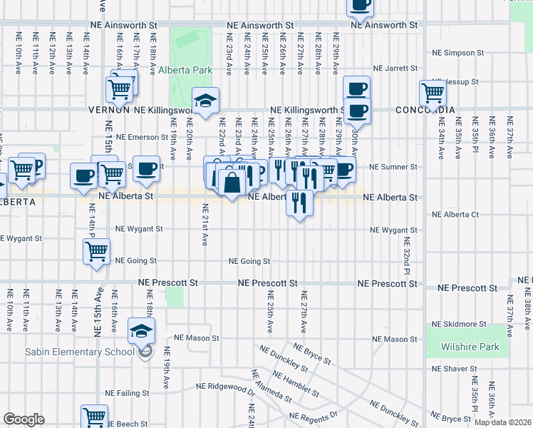 map of restaurants, bars, coffee shops, grocery stores, and more near in Portland