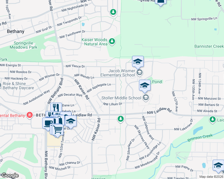 map of restaurants, bars, coffee shops, grocery stores, and more near 14635 Northwest Jewell Lane in Portland