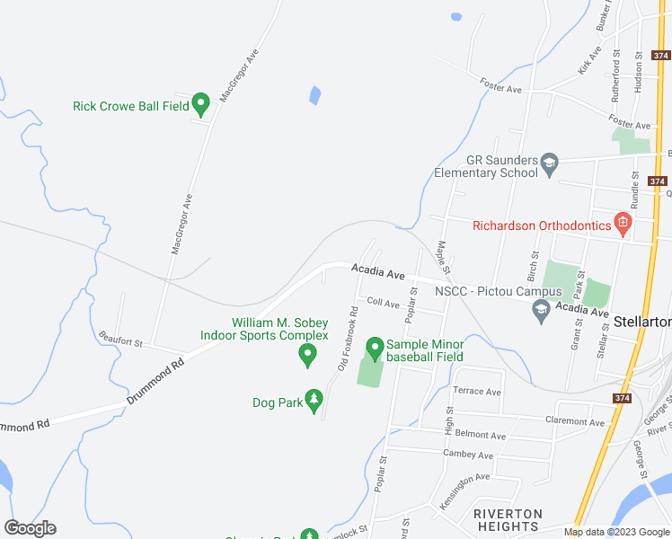 map of restaurants, bars, coffee shops, grocery stores, and more near 115 Acadia Avenue in Stellarton