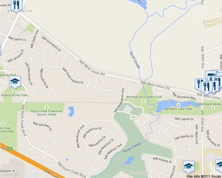 map of restaurants, bars, coffee shops, grocery stores, and more near 19880 Northwest Quail Hollow Drive in Portland