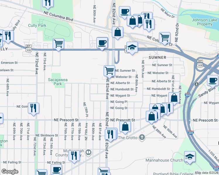 map of restaurants, bars, coffee shops, grocery stores, and more near in Portland