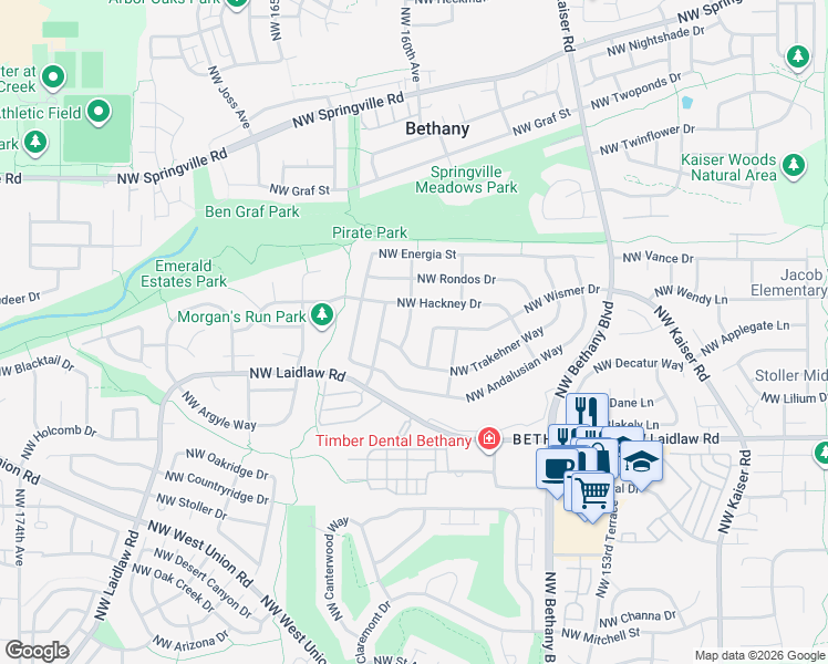 map of restaurants, bars, coffee shops, grocery stores, and more near 15924 Northwest Hackney Drive in Portland