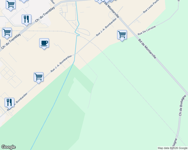 map of restaurants, bars, coffee shops, grocery stores, and more near 259 Chemin d'Alençon in Boucherville