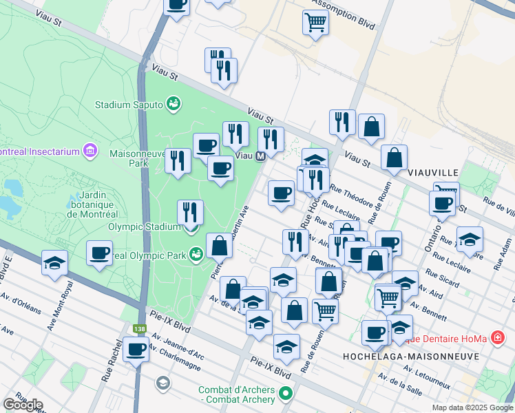 map of restaurants, bars, coffee shops, grocery stores, and more near 2655 Avenue Aird in Montréal